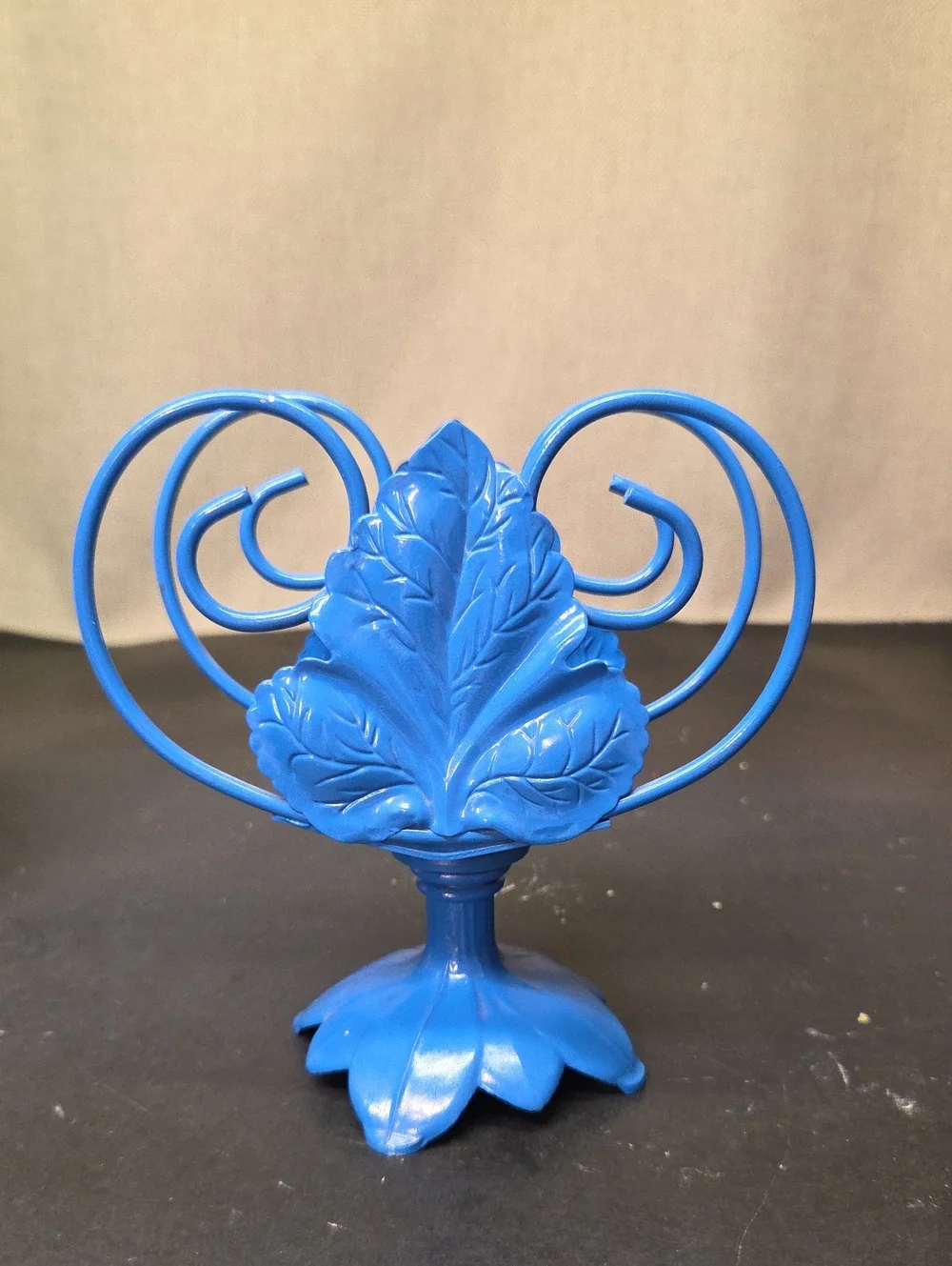 Vtg 1960s Ohio Art Co. Tin Recipe Box Folk Art Floral , Blue Metal Napkin Holder